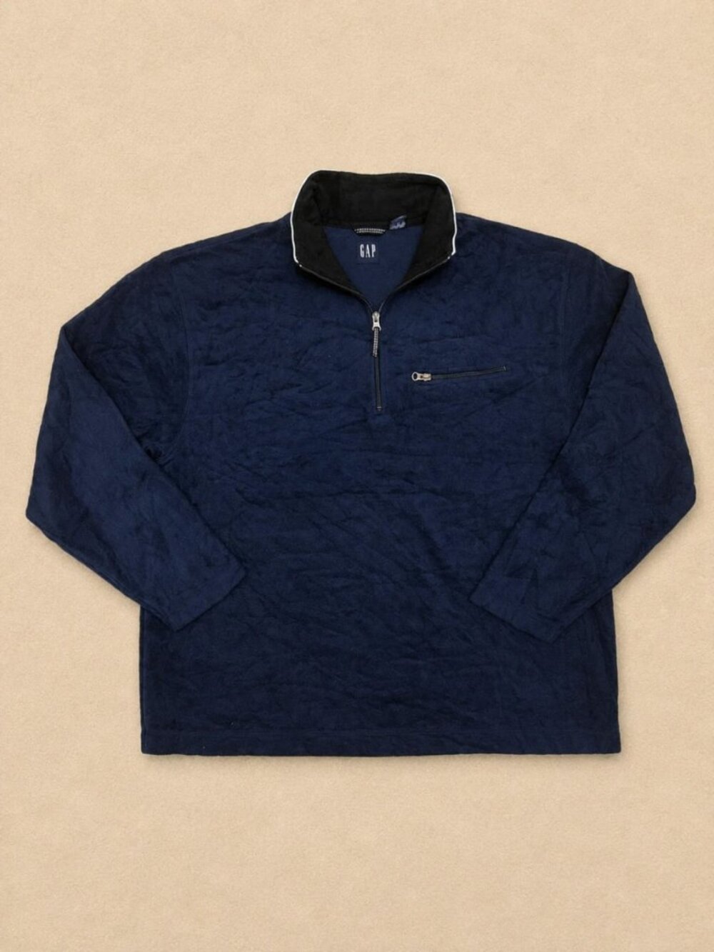 Men's Navy Half Zip Fleece Pullover Size XL